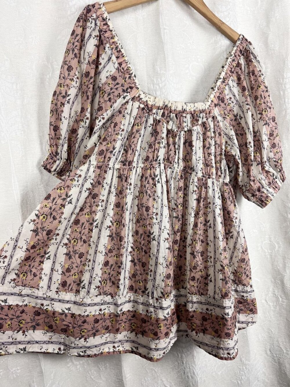 Free People Vintage Lover Babydoll Top cottagecore hippie boho cotton blouse - Picture 3 of 9